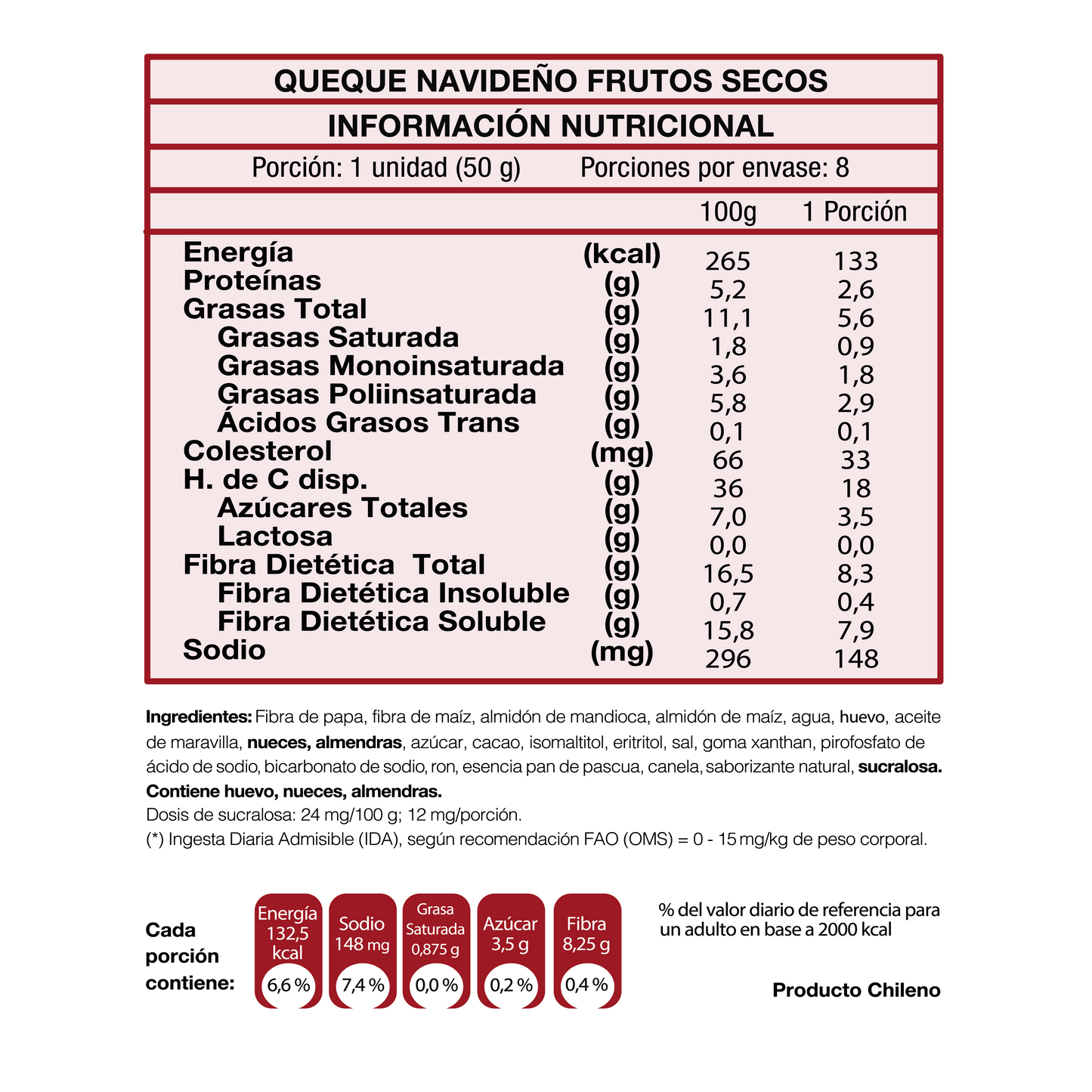 Queque Navideño con Frutos Secos (400grs) - delMoli