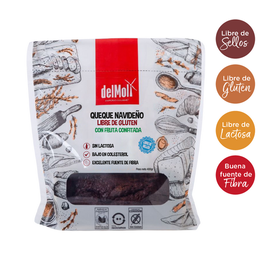 Queque Navideño con Fruta Confitada (400grs) - delMoli