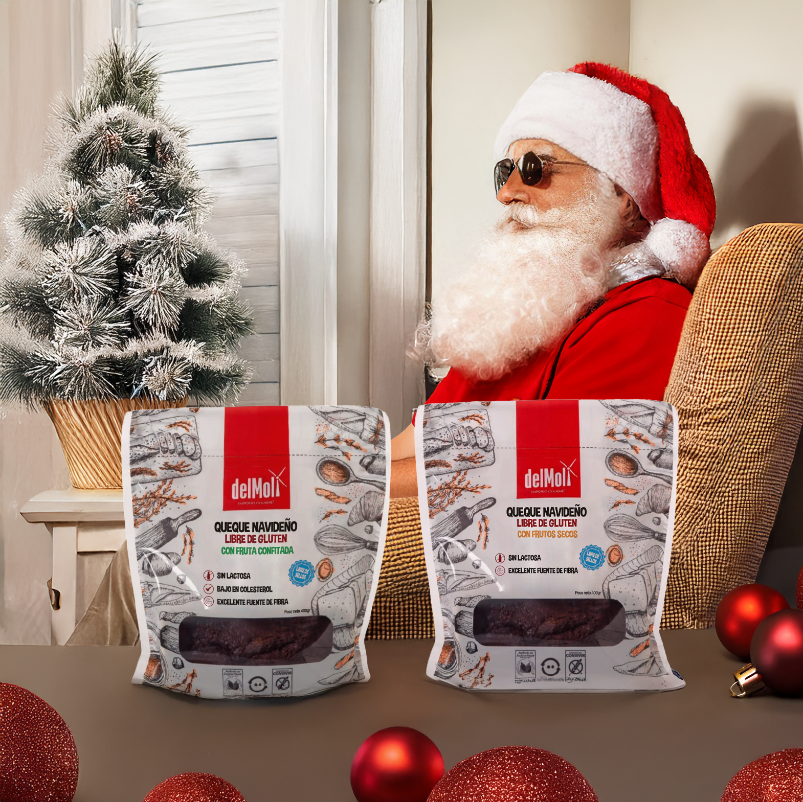 Pack Navideño Queque Fruta Confitada + Queque Frutos Secos - delMoli